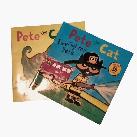 Pete the Cat Cavecat Firefighter White Shoes James Dean Paperback Book Lot 3 - Picture 3 of 14